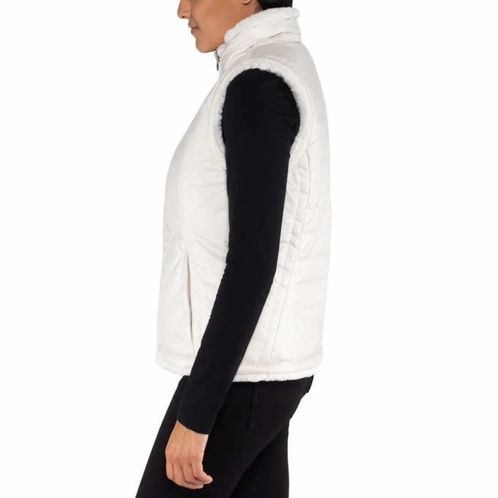 NWT Nicole Miller Original Reversible Vest Ivory White Faux Fur and Quilted 3X